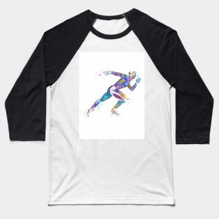 Anatomy Runner Colorful Watercolor Baseball T-Shirt